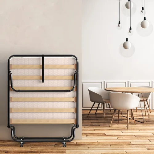 Miniatura 9 de Giantex Cama plegable con colchón para adultos, camas de invitados plegables con colchón de espuma viscoelástica y marco de metal, fabricada