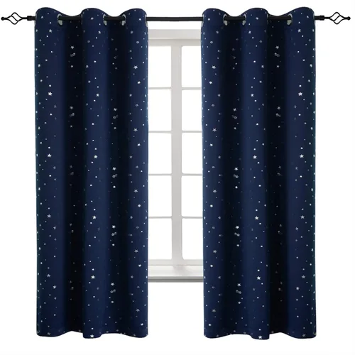 Miniatura 130 de BGment Cortinas opacas para dormitorio infantil, con aislamiento térmico, con ojales, estampado de estrellas plateadas, cortinas para oscurecer