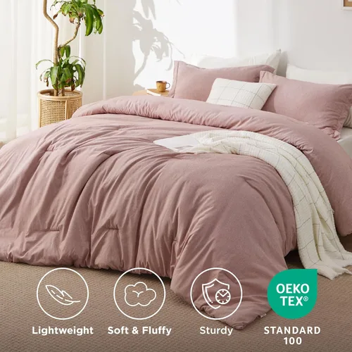Miniatura 126 de Bedsure Juego de edredón Twin/Twin XL, ropa de cama suave beige para todas las estaciones, juego de cama teñido catiónico, 2 piezas, 1 edredón