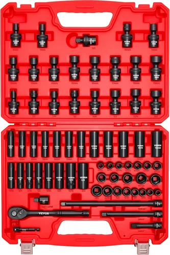 Miniatura 15 de Vevor - Juego de vasos de impacto de 1/2 pulgada, 43 piezas, juego de vasos de 1/2 pulgada, surtido de vasos estándar de alto torque con 4 barras