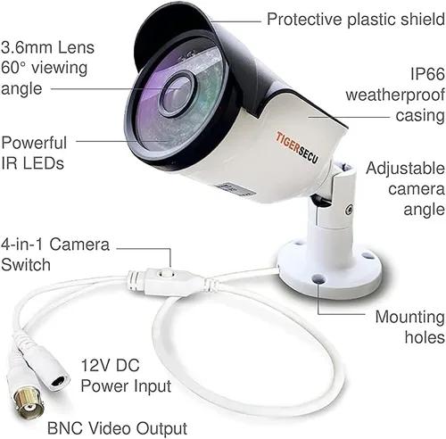 Miniatura 3 de TIGERSECU Paquete de 4 cámaras de seguridad 4 en 1 Super HD 1080P