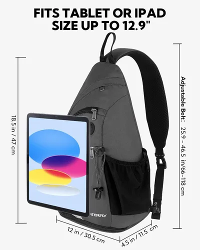 Miniatura 2 de WATERFLY - Mochila con eslinga, bandolera pequeña, mochila al hombro, cruzada, para hombres y mujeres, para viajes, ciclismo, senderismo, mochila