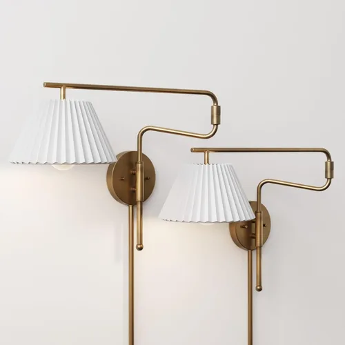 Miniatura 20 de Nathan James Celeste - Lámpara de pared de ratán, moderna lámpara de pared para casa de campo, lámpara de lectura para mesita de noche con pantalla