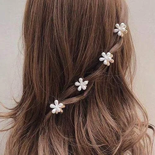Miniatura 5 de 5 piezas de mini pinzas de perlas con diseño de flores para mujeres y niñas