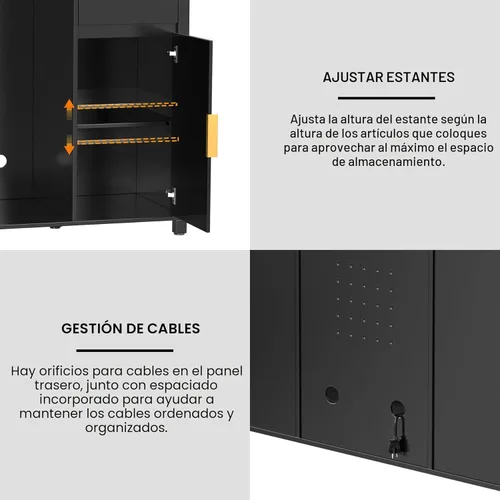 Miniatura 9 de GDLF Armario grande para barra de café con espacio para refrigerador, mini gabinete para refrigerador con almacenamiento de vino, mesa de aparador