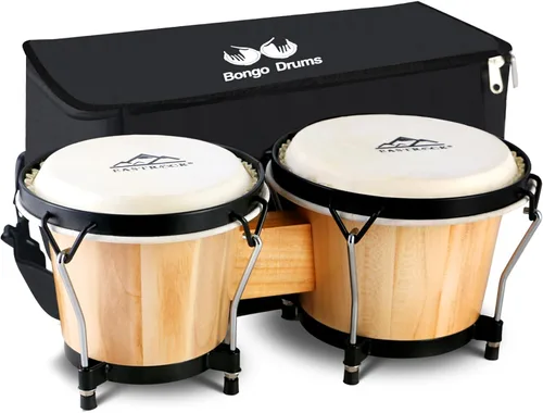 EastRock Bongo - Juego de tambor de 6 y 7 pulgadas para adultos, principiantes, profesionales, instrumentos de percusión de madera y metal con bolsa