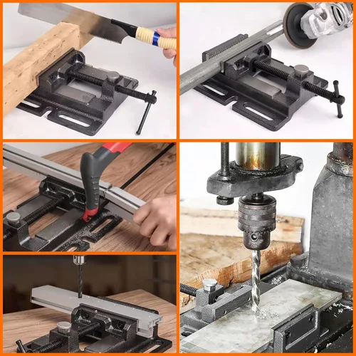 Miniatura 5 de MYTEC - Torno de banco de alta resistencia para prensa de taladro, 5.0" negro, abrazadera de banco de trabajo de liberación rápida, abrazadera