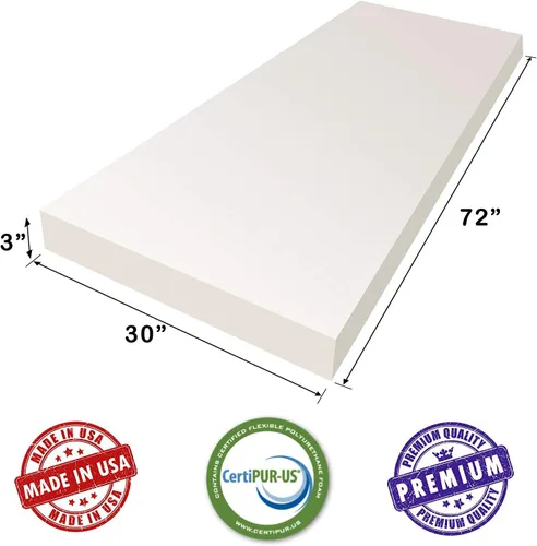 Miniatura 3 de AK Trading CO. Cojín de espuma para tapicería (reemplazo de asiento, hoja de tapicería, acolchado de espuma), alta densidad (2x24x72), blanco