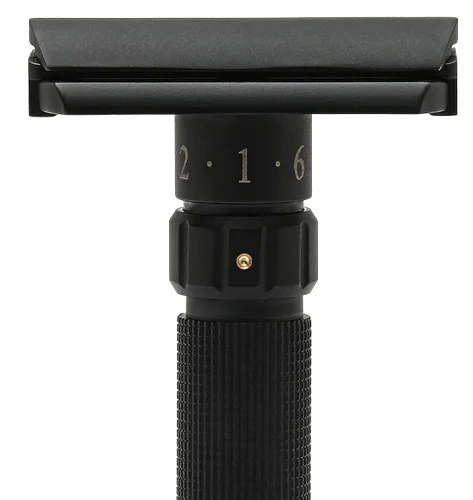 Miniatura 6 de Pearl Flexi - Maquinilla de afeitar de seguridad ajustable, edición negra, reutilizable, hecha de 100 % latón, maquinilla de afeitar ecológica