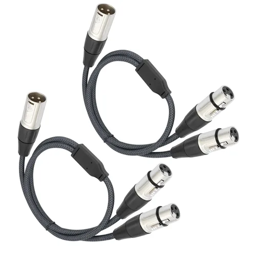 Miniatura 8 de Devianl XLR y Splitter - Cable divisor XLR y 2 hembra a 1 macho, equilibrado de doble hembra a macho, adaptador de cable de micrófono combinador, 2