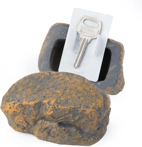 Miniatura 13 de BARGIFTS - Ocultador de llaves en roca falsa, seguro para jardín o patio al aire libre, tamaño grande, piedra falsa oculta - Se ve como roca