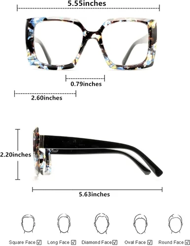 Miniatura 7 de Retro Square Gafas de lectura con bloqueo de luz azul para mujeres y hombres, de tamaño grande, antideslumbrantes, anti UV... (rosa, 2.5)