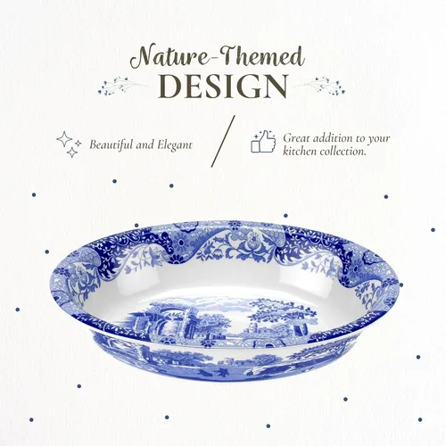 Miniatura 4 de Spode Blue Italian Oval Rim - Bandeja para hornear profunda para servir verduras, cena asada y más 12.5 x 8.75 pulgadas Hecho de porcelana fina