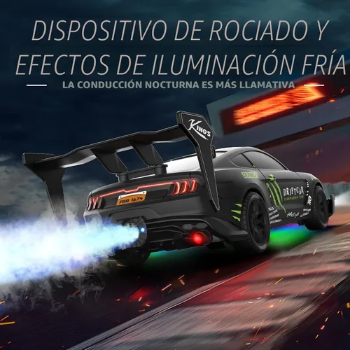 Miniatura 3 de Auto RC Drift a control remoto escala 1:16 4WD RC Car con luces LED 2.4GHz 18.6 mi/h RTR de alta velocidad de carreras de juguete deportivo