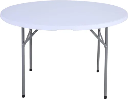 Mesa plegable redonda bi-plegable interior al aire libre picnic fiesta camping casa en blanco