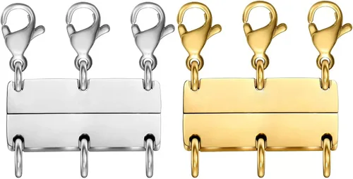Miniatura 8 de Cierre magnético para collar en capas, separador de oro y plata de 18 quilates para collares apilables