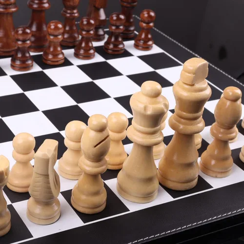 Miniatura 6 de ziphia Piezas de ajedrez de madera solamente, 32 piezas estándar de ajedrez de madera de Staunton Tournamen - 3.05 pulgadas King / bolsa