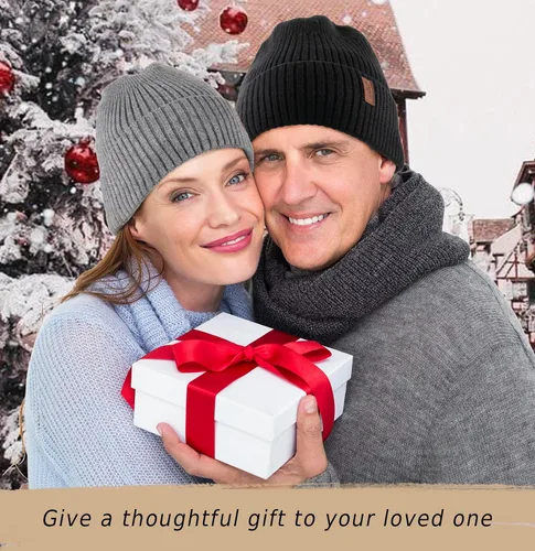Miniatura 6 de Wmcaps Gorros cálidos para hombres y mujeres, gorro con forro polar cálido para invierno, unisex, a la moda, gorro de punto con puños