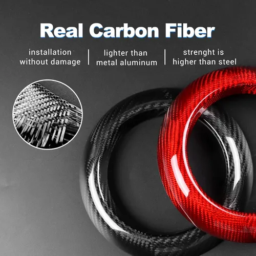 Miniatura 7 de AIRSPEED Adhesivo para panel de cambios de automóvil, cubierta de círculo, caja de cambios de fibra de carbono real, marco central, calcomanía