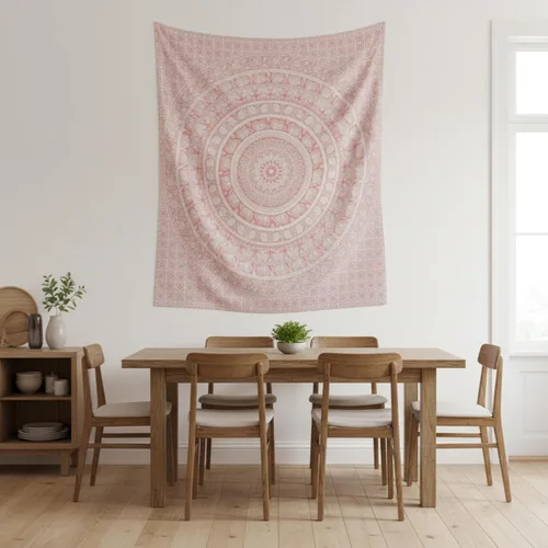 Miniatura 31 de Craft Trade - Tapiz de algodón indio con mandala para pared, decoración estética boho hippie para sala de estar, meditación y dormitorio - Amarillo