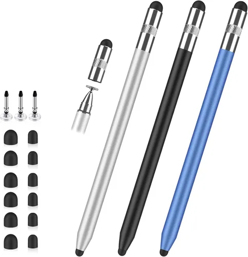 Miniatura 10 de Lápiz óptico para pantalla táctil, lápiz capacitivo de goma 3 en 1, alta sensibilidad y precisión, lápiz capacitivo universal compatible con iPad
