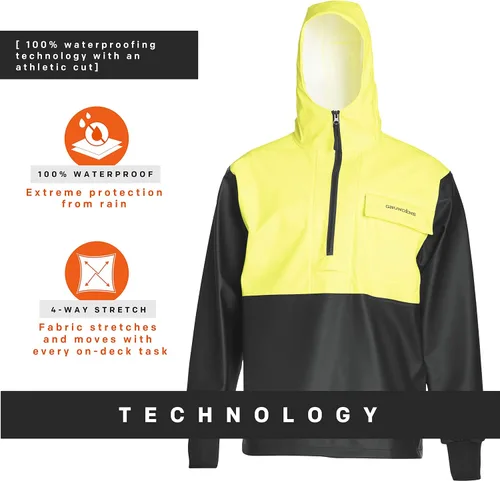 Miniatura 4 de Grundens Neptune - Sudadera de pesca comercial para hombre, impermeable, ajustable, Anorak