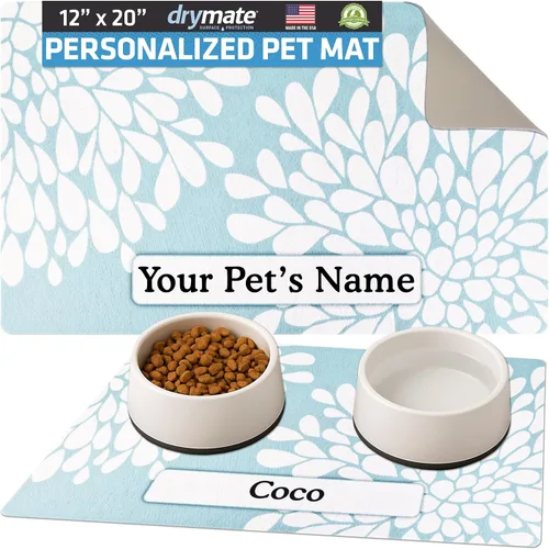 Miniatura 53 de Drymate Mantel individual personalizado para tazón de mascotas, tapete personalizado de alimentación de alimentos para perros y gatos, tela Lino
