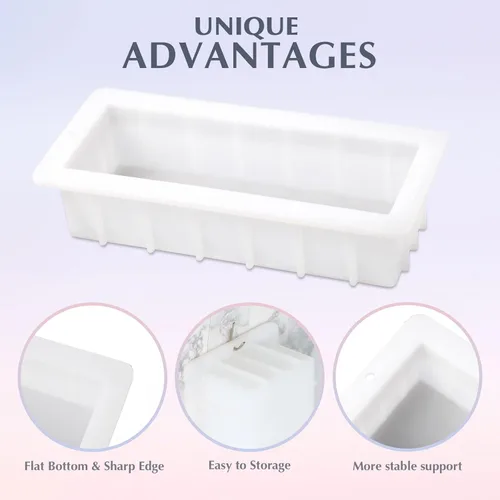 Miniatura 4 de Nicole - Molde de silicona para pan de 10 pulgadas, flexible, rectangular, para jabón B0260