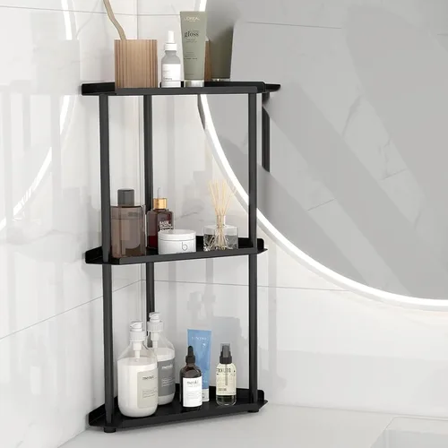 Miniatura 10 de FLE Organizador de mostrador de baño de esquina, organizador de baño, estante de almacenamiento de encimera para baño