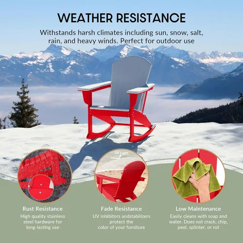 Miniatura 101 de WestinTrends Silla mecedora Malibu de poliéster para exterior/patio Adirondack, Negra