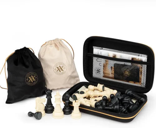 Miniatura 4 de A&A Juego de ajedrez – Tablero de ajedrez plegable de silicona de 15''x15'' y piezas Staunton de plástico con peso con rey de 3.25'' de altura