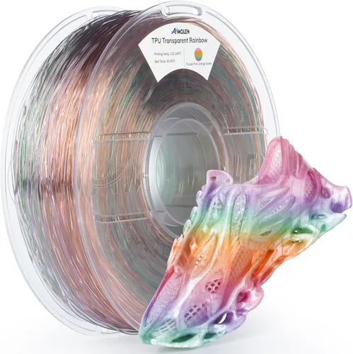 Miniatura 21 de AMOLEN Filamento de impresora 3D de TPU 95A, 0.069 pulgadas que brilla en el verde oscuro, filamento de impresión 3D flexible de TPU suave, alta