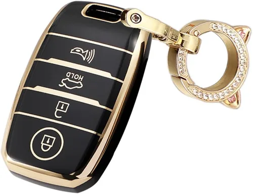 Miniatura 22 de ontto Funda para llave de automóvil de 4 botones compatible con Kia Forte Koup NIRO Optima Rio TPU llavero suave y duradero, color beige