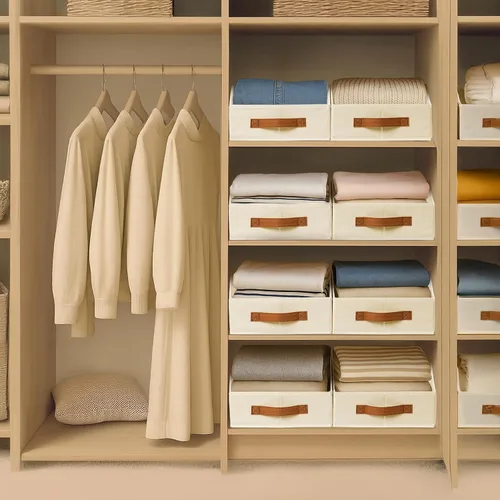 Miniatura 3 de Homsorout Contenedores de almacenamiento de tela para organizar, paquete de 6 cajas de almacenamiento grandes trapezoidales plegables con asa