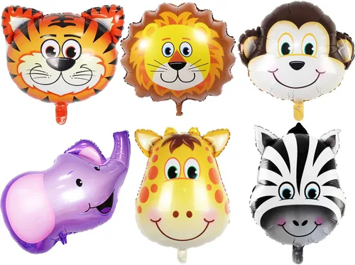 Decoraciones de Fiesta de Cumpleaños de Safari de Selva - Paquete de 6 Globos Gigantes de Animales para Niños de Safari, Fiesta de Baby Shower de