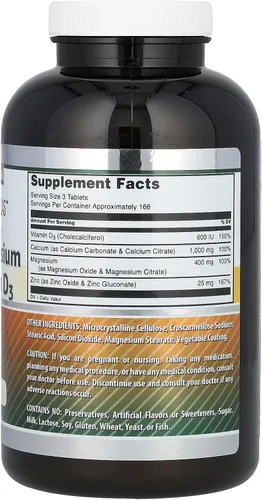 Miniatura 2 de Amazing Formulas - Suplemento de calcio, magnesio, zinc y vitamina D3, 500 tabletas, sin OMG, sin gluten, fabricado en Estados Unidos