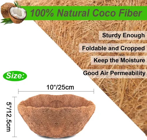Miniatura 6 de 4 forros de coco para macetas, revestimientos redondos de coco para jardineras de ventana, cesta colgante de 8/10/12/14/16 pulgadas, tapete grueso