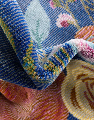 Miniatura 7 de Unique Loom Blossom Collection - Alfombra Ashley (2' 7" x 12' 2", alfombra de pasillo, azul/oliva)