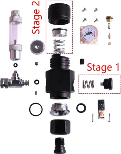 Miniatura 2 de FZONE Acuario Regulador de CO2 Mini Serie V3.0 Dual Stage con Solenoide DC y Contador de Burbujas Válvula de Retención Compatible Paintball Tanque