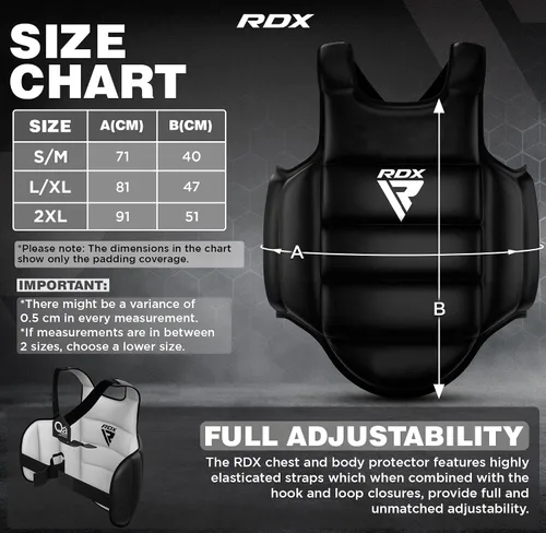 Miniatura 3 de RDX - Protector corporal reversible para boxeo, protector de pecho para kickboxing, MMA, Muay Thai, para entrenamiento de combate y golpes pesados