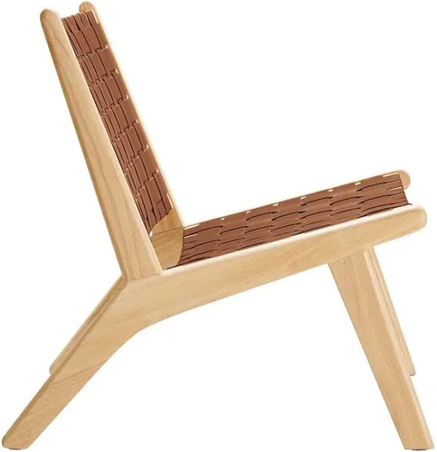 Miniatura 5 de Modway Saoirse - Sillón decorativo de madera de piel sintética en color marrón natural