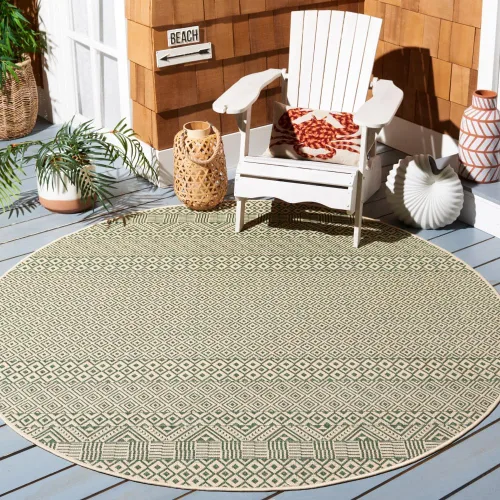 Miniatura 48 de SAFAVIEH Alfombra lavable para exteriores, colección Courtyard de 2.3 x 6.7 pies, beige y azul aguamarina, no desprende pelusa y es fácil