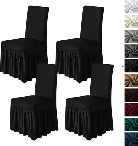 Miniatura 16 de molasofa Juego de 6 fundas para sillas de comedor, fundas elásticas para sillas con falda para cocina, protectores de asiento de cocina, decoración