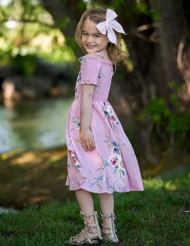 Miniatura 7 de Arshiner Vestido casual de verano sin mangas floral para niñas