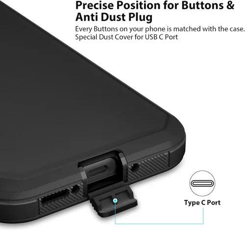 Miniatura 5 de Jiunai Funda para Samsung Galaxy A34, resistente, a prueba de golpes, de doble capa, protección de puerto, híbrida, resistente, para Samsung Galaxy