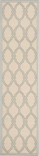 Miniatura 3 de SAFAVIEH Linden Collection LND124L - Alfombra de pasillo de 2 pies 2 x 8 pies, color crema / aguamarina LND124L enrejado para interiores
