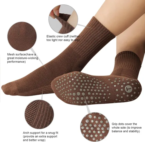 Miniatura 2 de Toes Home Calcetines de agarre para mujer, calcetines antideslizantes para pilates, yoga, calcetines para barre hospital, entrenamiento, calcetines