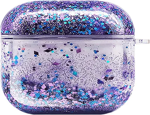 Miniatura 9 de UnnFiko Bling Quicksand - Funda compatible con AirPods 1 y 2, bonita funda protectora líquida brillante, divertida y creativa, dura y transparente