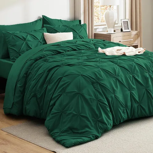 Miniatura 36 de Bedsure - Juego de edredón tamaño matrimonial verde azulado - Juego de ropa de cama tamaño matrimonial en una bolsa de 7 piezas, juego de cama 14