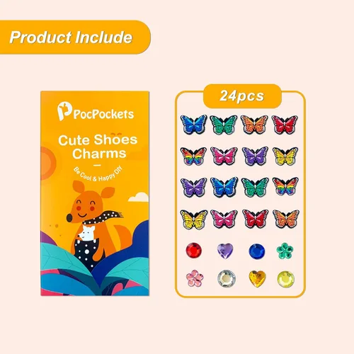 Miniatura 5 de pocpockets Dijes de decoración de zapatos de mariposa para zapatos, pulseras, pulseras y pulseras de PVC, decoración para mujeres, regalos de fiesta